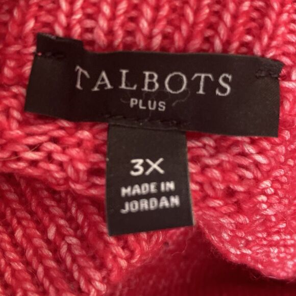 Talbots Sweater Womens 3X Pink Textured Stitch Knit Mockneck Straight Hem - Picture 5 of 7